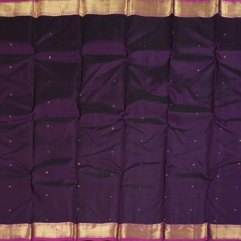 Hayagrivas Dark Purple Handloom Kanjivaram Silk Saree with Purplish Pink Border BBD1466L5-1