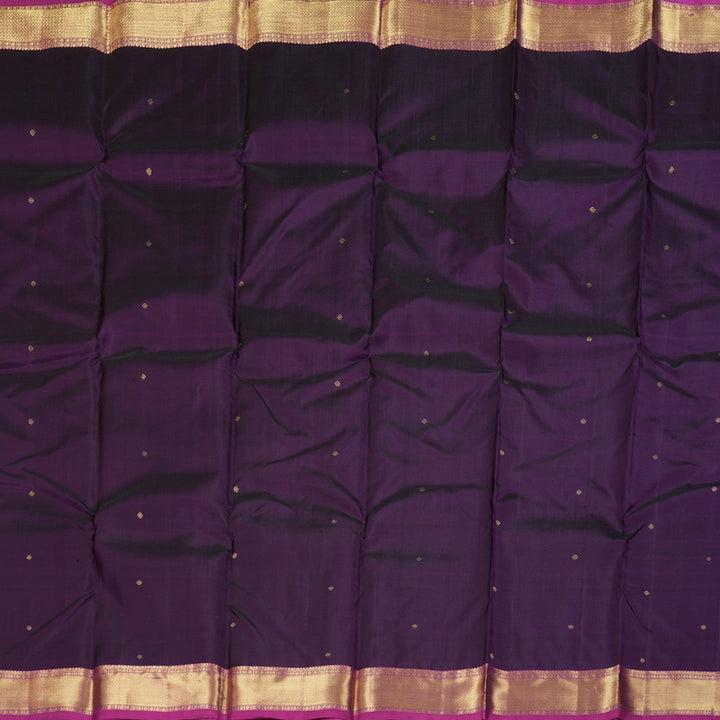 Hayagrivas Dark Purple Handloom Kanjivaram Silk Saree with Purplish Pink Border BBD1466L5-1