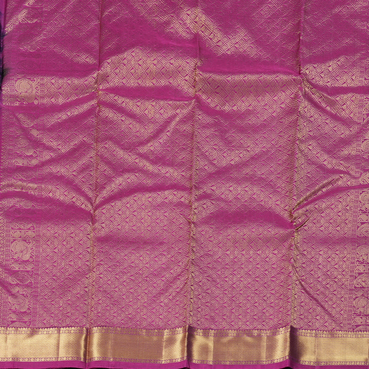Hayagrivas Dark Purple Handloom Kanjivaram Silk Saree with Purplish Pink Border BBD1466L5-1