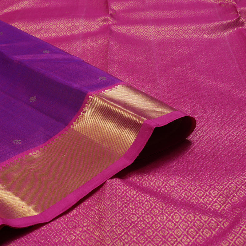 Hayagrivas Purple Handloom Kanjivaram Silk Saree with Pink Border BBD1466L5-3
