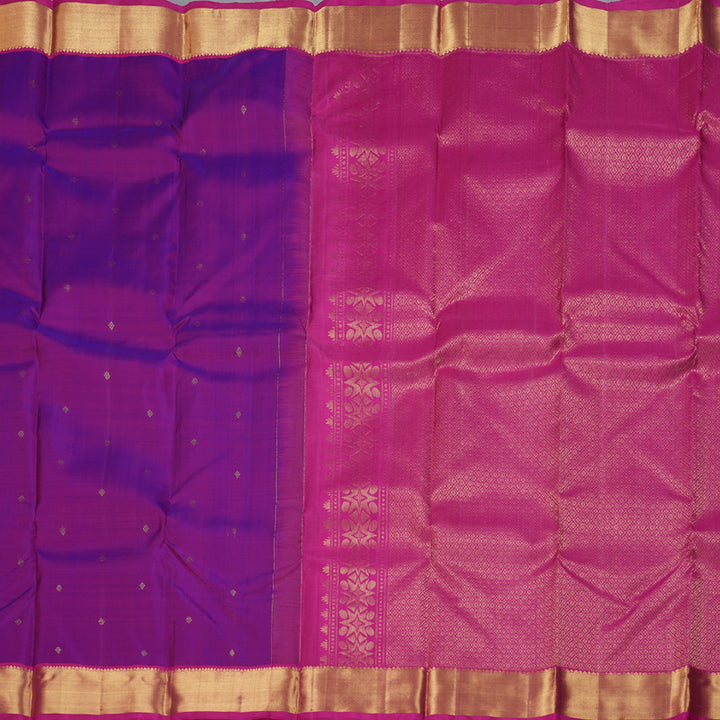 Hayagrivas Purple Handloom Kanjivaram Silk Saree with Pink Border BBD1466L5-3