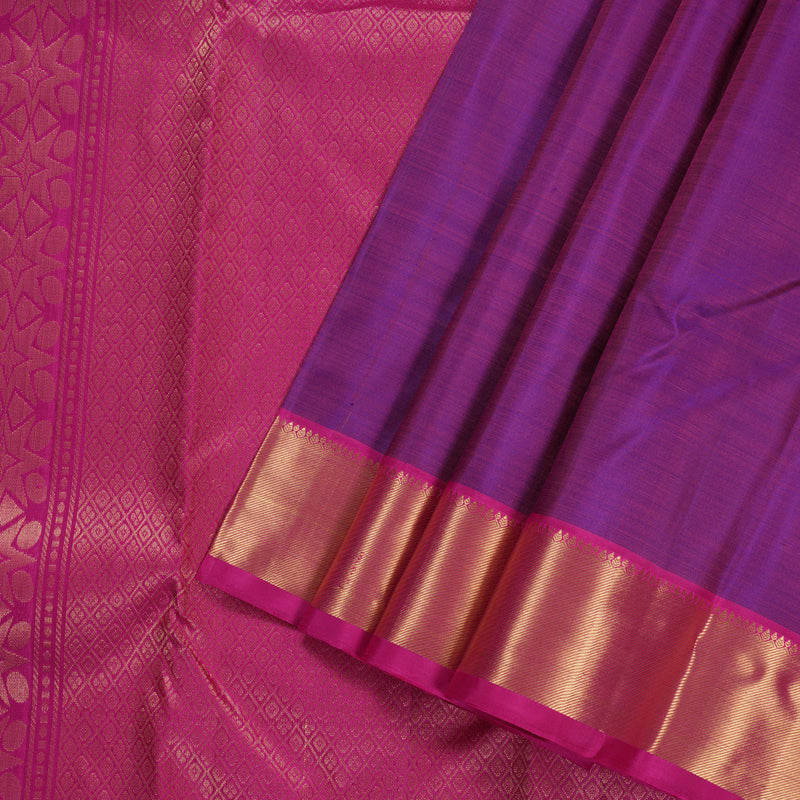 Hayagrivas Purple Handloom Kanjivaram Silk Saree with Pink Border BBD1466L5-3