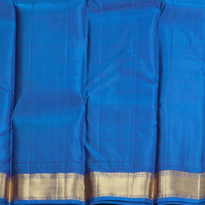 Hayagrivas Dark Purple Handloom Kanjivaram Silk Saree with Sky Blue Border BBD1466L5-4