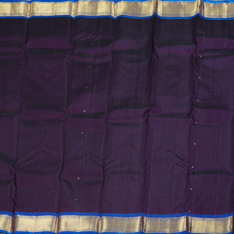 Hayagrivas Dark Purple Handloom Kanjivaram Silk Saree with Sky Blue Border BBD1466L5-4