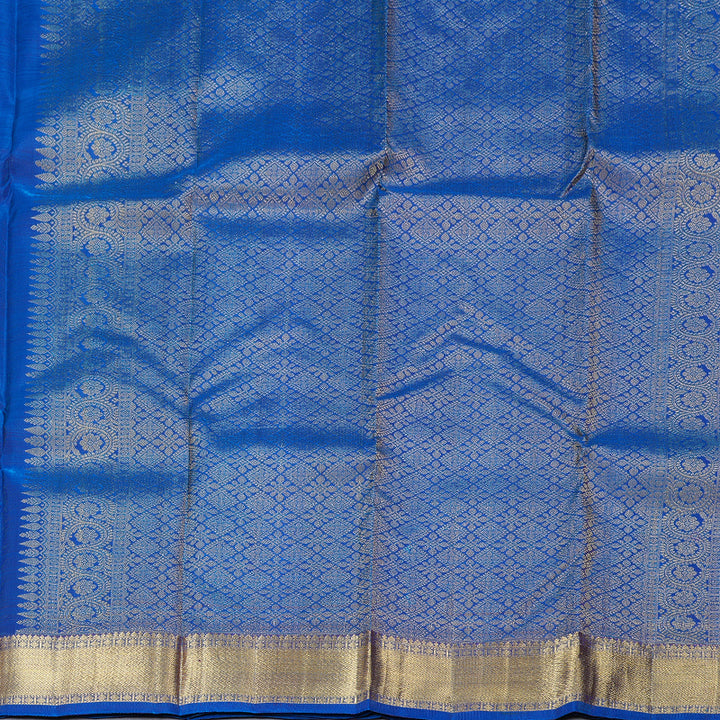 Hayagrivas Dark Purple Handloom Kanjivaram Silk Saree with Sky Blue Border BBD1466L5-4