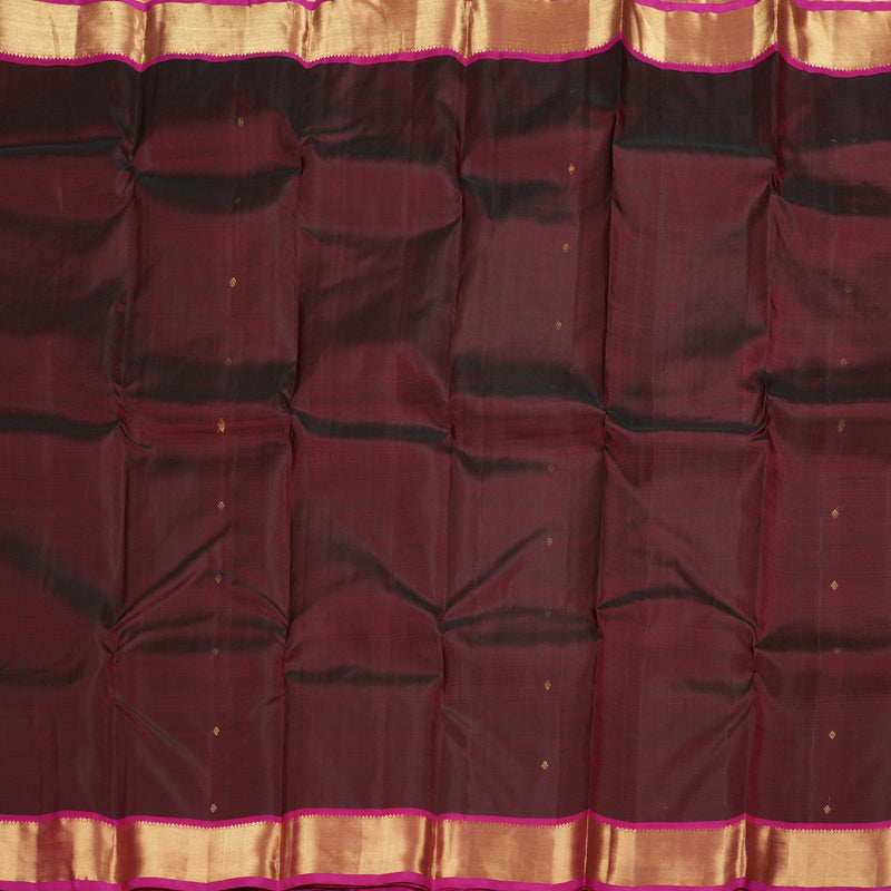 Hayagrivas Wine Maroon Handloom Kanjivaram Silk Saree with Pink Border BBD1466L5-6