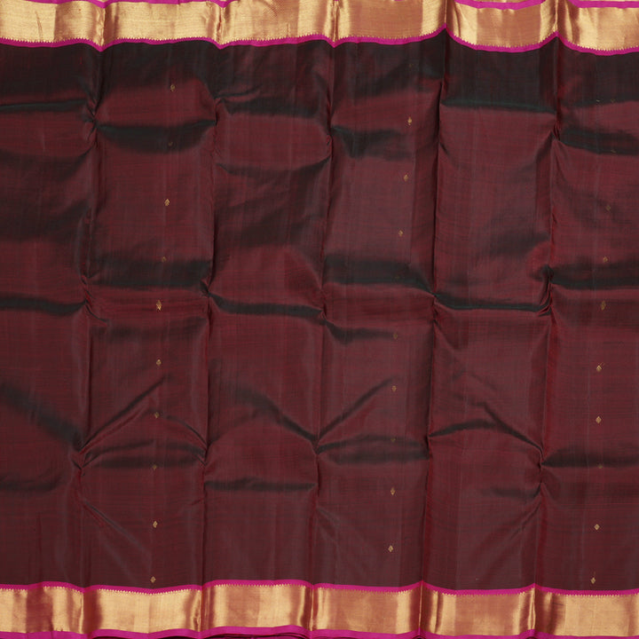 Hayagrivas Wine Maroon Handloom Kanjivaram Silk Saree with Pink Border BBD1466L5-6