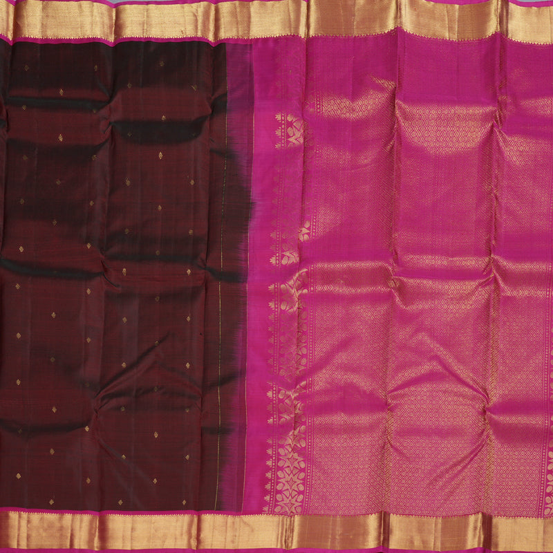 Hayagrivas Wine Maroon Handloom Kanjivaram Silk Saree with Pink Border BBD1466L5-6