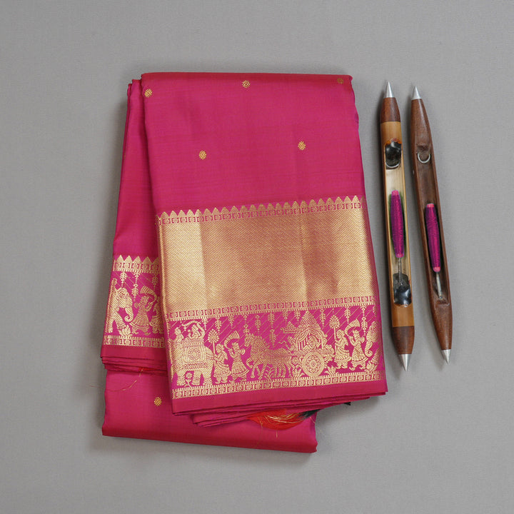 Hayagrivas Reddish Pink Handloom Kanjivaram Silk Saree BBD1466L6-4
