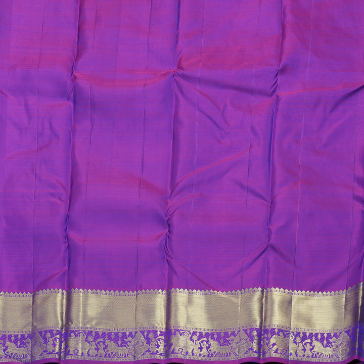 Hayagrivas Peacock Blue Handloom Kanjivaram Silk Saree with Purple Border BBD1466L6-6