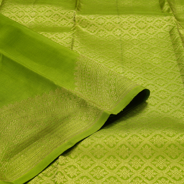 Hayagrivas Parrot Green Handloom Kanjivaram Silk Saree BBD1466L7-5