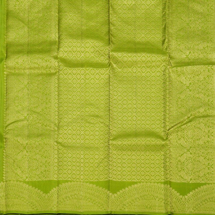 Hayagrivas Parrot Green Handloom Kanjivaram Silk Saree BBD1466L7-5