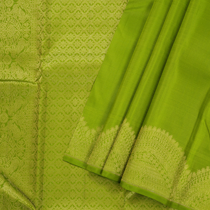 Hayagrivas Parrot Green Handloom Kanjivaram Silk Saree BBD1466L7-5