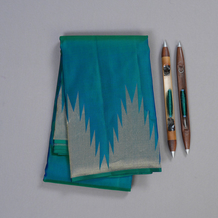 Hayagrivas Peacock Blue Handloom Kanjivaram Silk Saree BBD1466L8-4