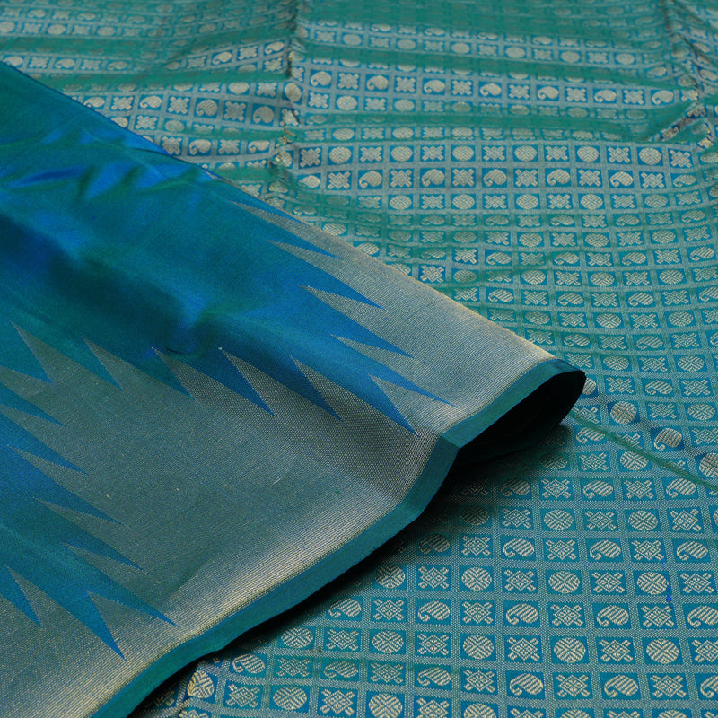 Hayagrivas Peacock Blue Handloom Kanjivaram Silk Saree BBD1466L8-4