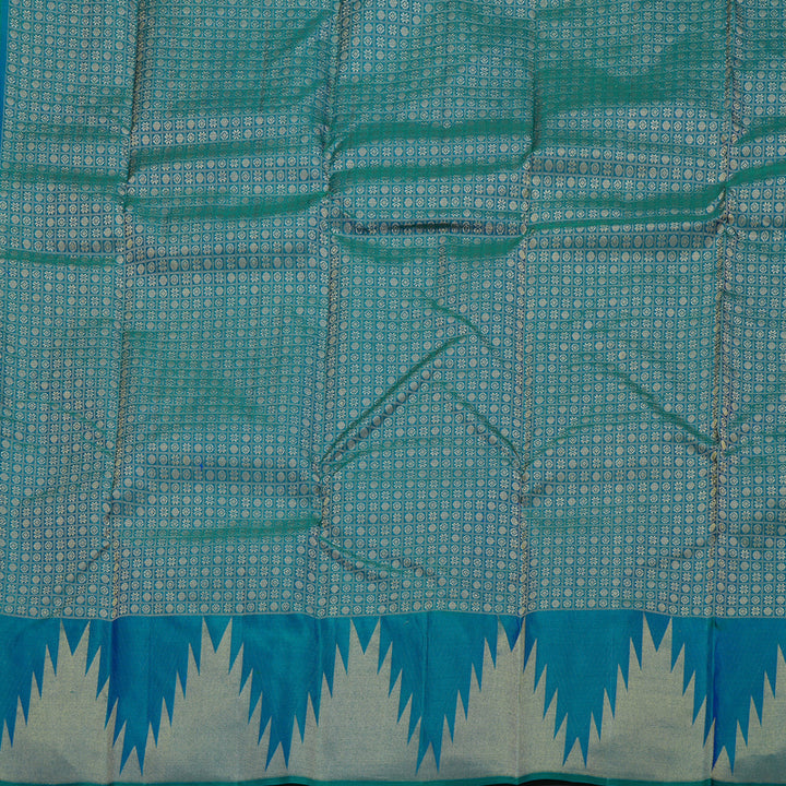 Hayagrivas Peacock Blue Handloom Kanjivaram Silk Saree BBD1466L8-4