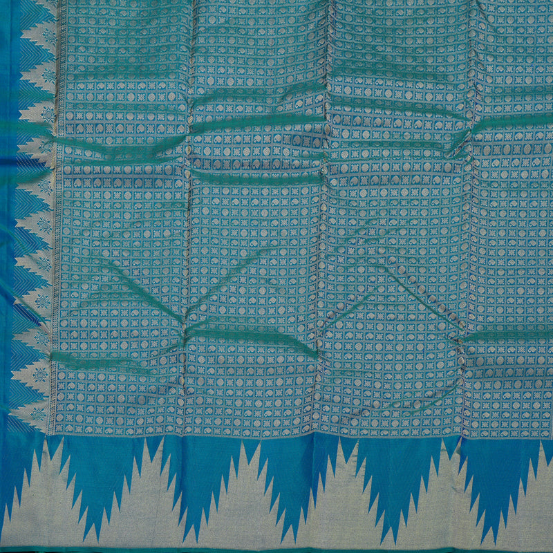 Hayagrivas Peacock Blue Handloom Kanjivaram Silk Saree BBD1466L8-4