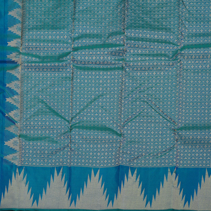 Hayagrivas Peacock Blue Handloom Kanjivaram Silk Saree BBD1466L8-4