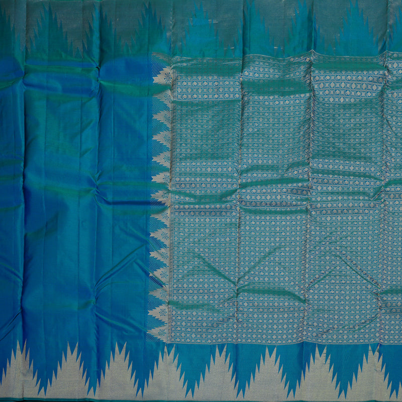 Hayagrivas Peacock Blue Handloom Kanjivaram Silk Saree BBD1466L8-4