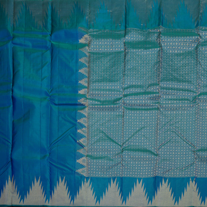 Hayagrivas Peacock Blue Handloom Kanjivaram Silk Saree BBD1466L8-4