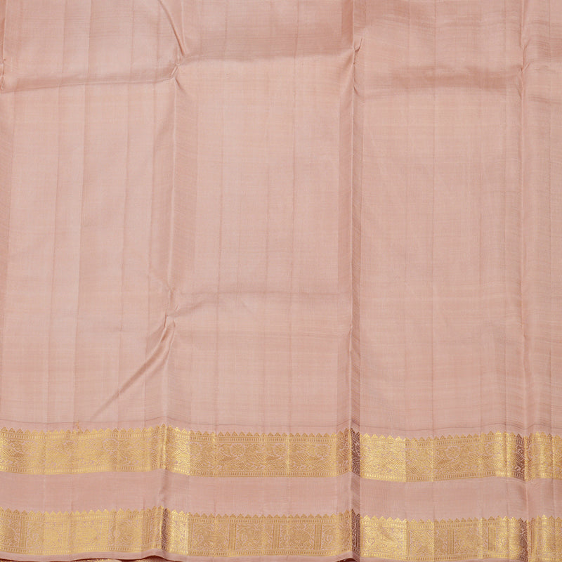 Hayagrivas Half White Handloom Kanjivaram Silk Saree with Peah Pink Border BBD1469L1-1