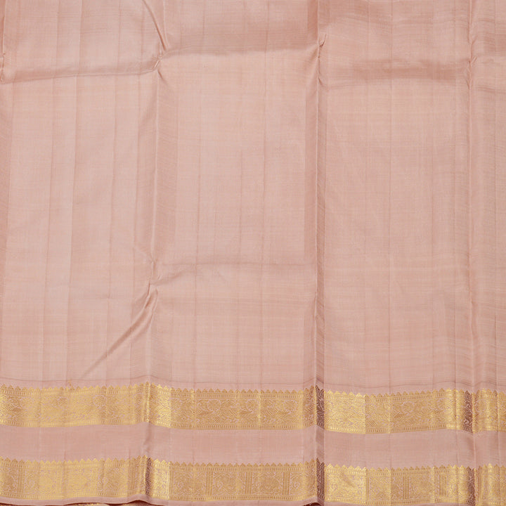 Hayagrivas Half White Handloom Kanjivaram Silk Saree with Peah Pink Border BBD1469L1-1