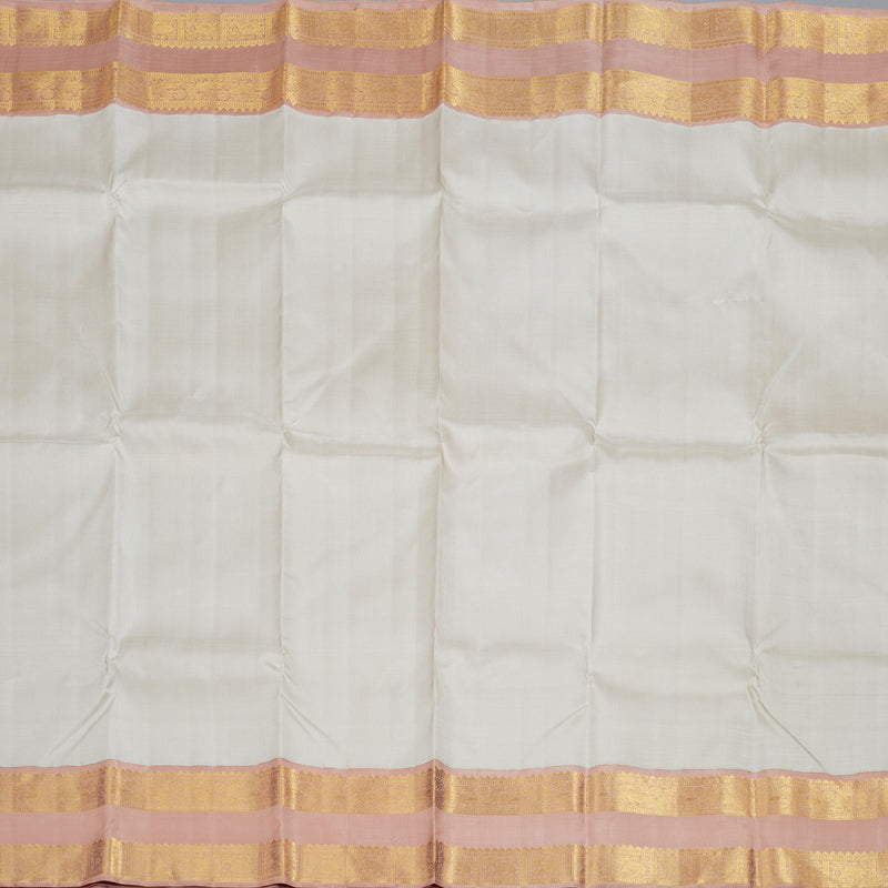 Hayagrivas Half White Handloom Kanjivaram Silk Saree with Peah Pink Border BBD1469L1-1