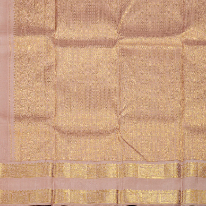 Hayagrivas Half White Handloom Kanjivaram Silk Saree with Peah Pink Border BBD1469L1-1