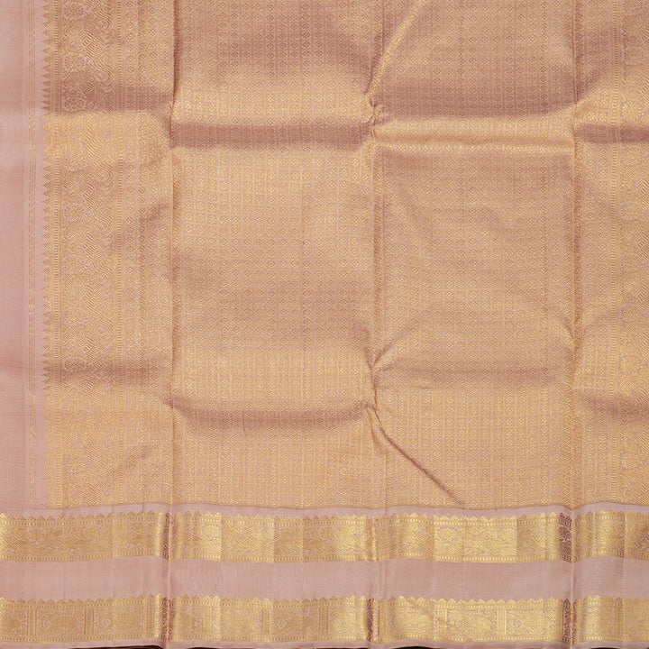 Hayagrivas Half White Handloom Kanjivaram Silk Saree with Peah Pink Border BBD1469L1-1