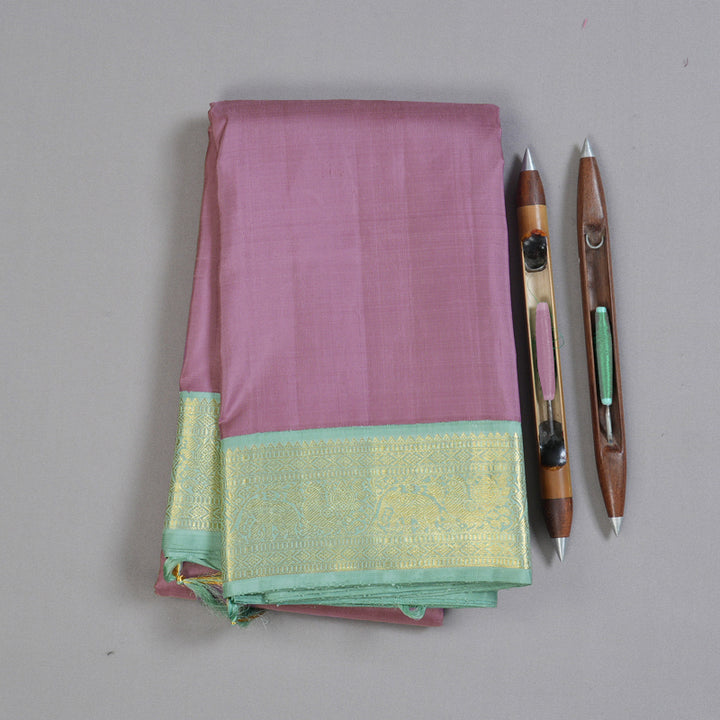 Hayagrivas Sweet Lavender Handloom Kanjivaram Silk Saree with Pastel Green Border BBD1469L2-5