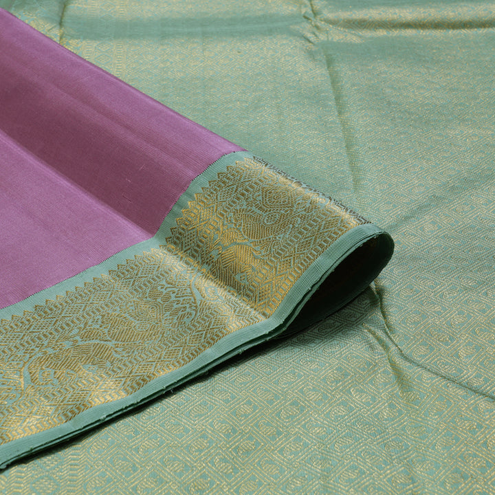 Hayagrivas Sweet Lavender Handloom Kanjivaram Silk Saree with Pastel Green Border BBD1469L2-5