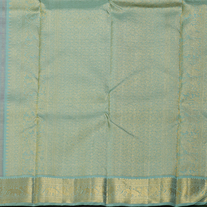Hayagrivas Sweet Lavender Handloom Kanjivaram Silk Saree with Pastel Green Border BBD1469L2-5