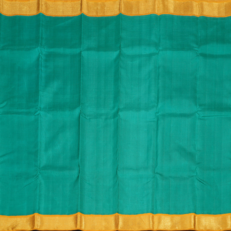 Hayagrivas Teal Blue Handloom Kanjivaram Silk Saree with Mustard Yellow Border BBD1469L2-6
