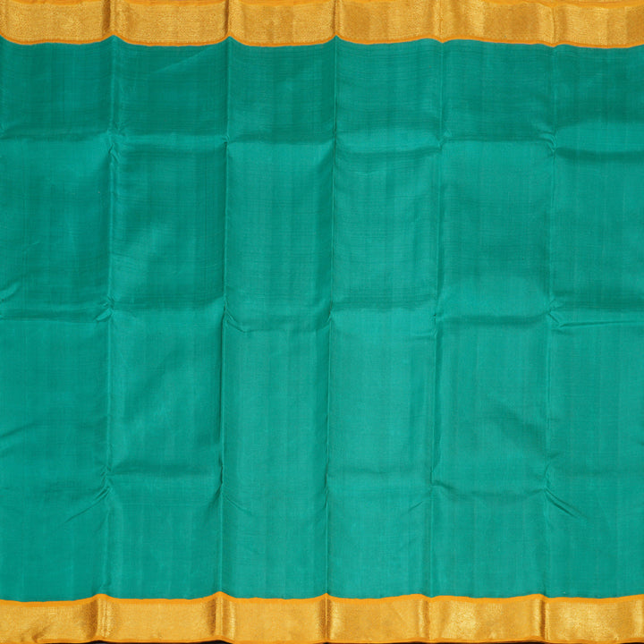 Hayagrivas Teal Blue Handloom Kanjivaram Silk Saree with Mustard Yellow Border BBD1469L2-6