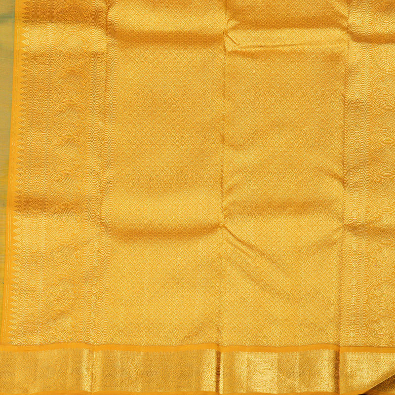 Hayagrivas Teal Blue Handloom Kanjivaram Silk Saree with Mustard Yellow Border BBD1469L2-6