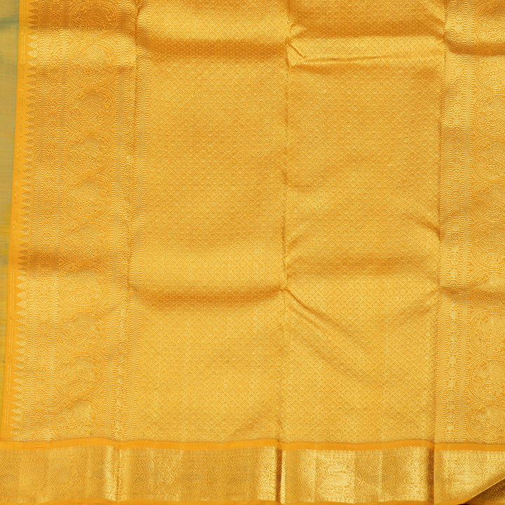 Hayagrivas Teal Blue Handloom Kanjivaram Silk Saree with Mustard Yellow Border BBD1469L2-6