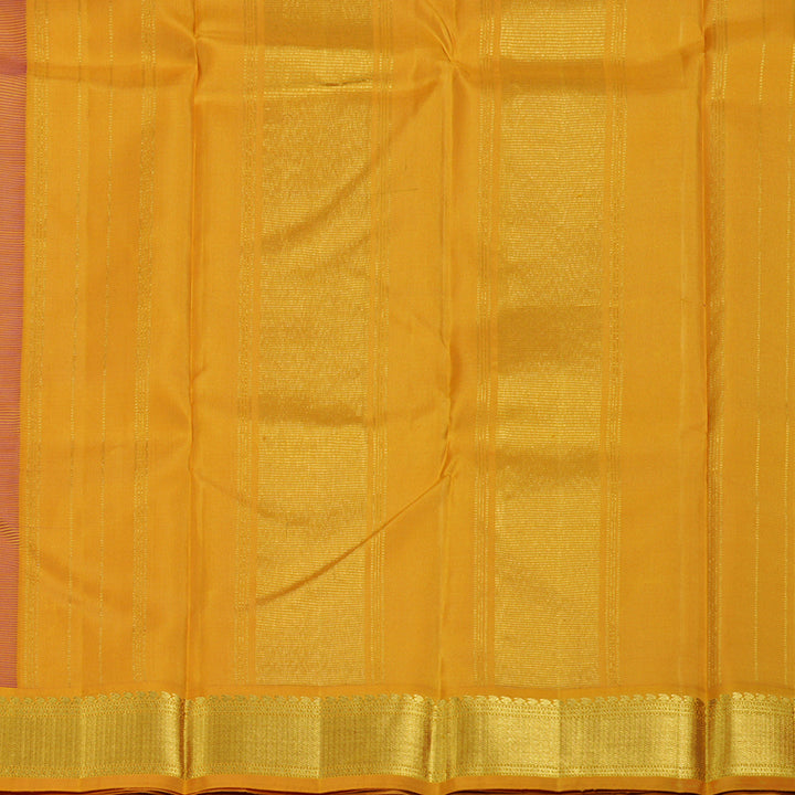 Hayagrivas Purplish Pink Handloom Kanjivaram Silk Saree with Mustard Border BBD146D4-2