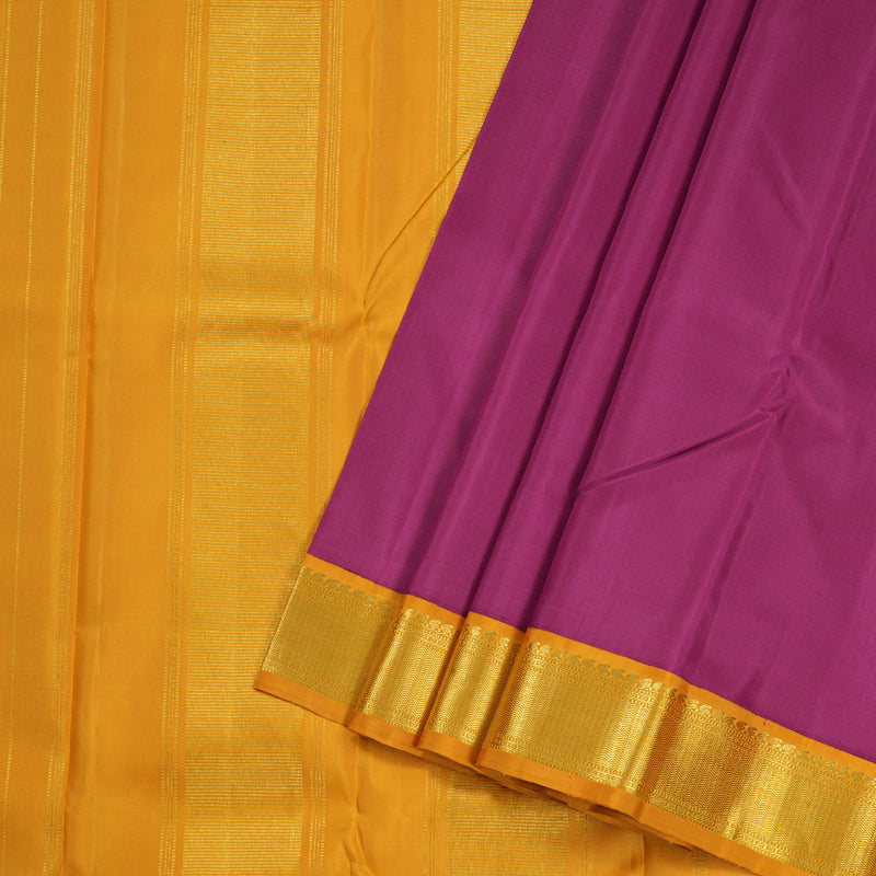 Hayagrivas Purplish Pink Handloom Kanjivaram Silk Saree with Mustard Border BBD146D4-2