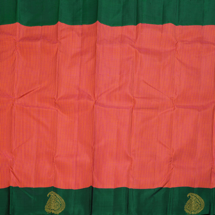 Hayagrivas Orange With Pink Handloom Kanjivaram Silk Saree with Bottle Green Border BBD1471L1-1