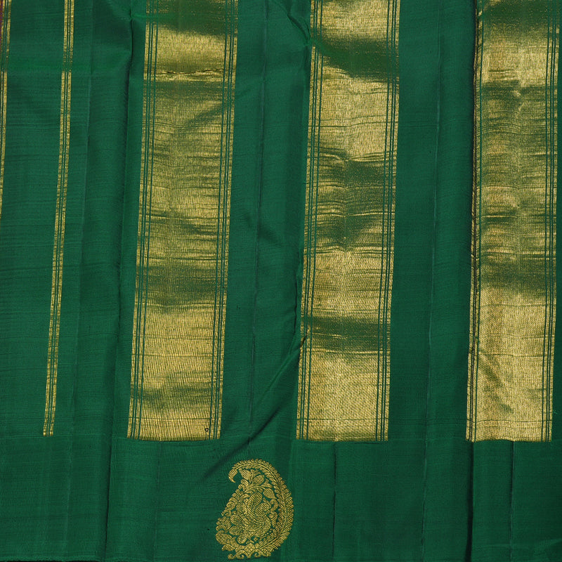 Hayagrivas Orange With Pink Handloom Kanjivaram Silk Saree with Bottle Green Border BBD1471L1-1