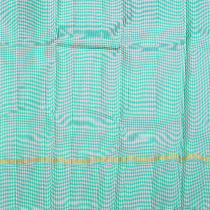 Hayagrivas Blue Handloom Kanjivaram Silk Saree with Sky Blue With White Muted Checks Border BBD1471L2-2
