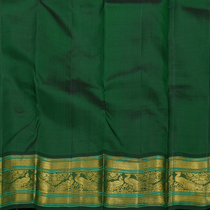 Hayagrivas Mango Yellow Handloom Kanjivaram Silk Saree with Bottle green Border BBD1471L4-2