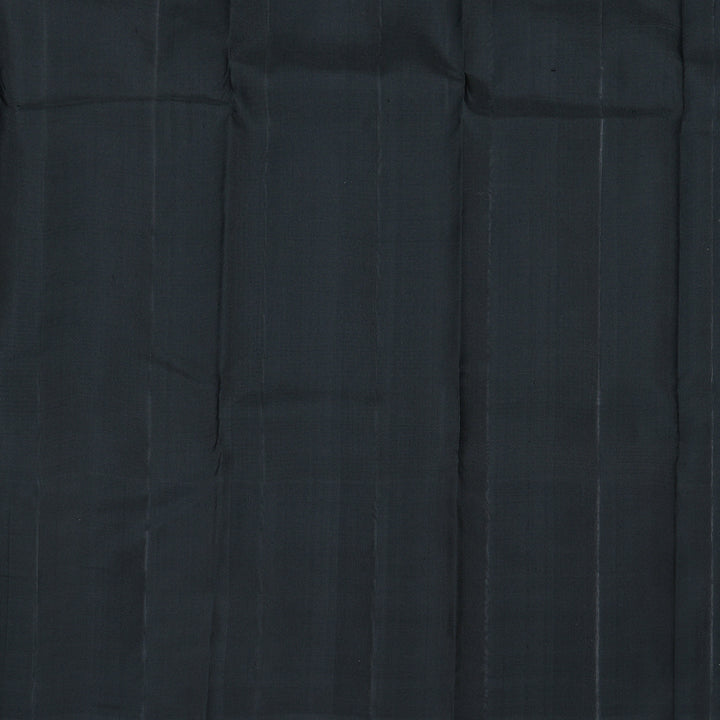 Hayagrivas Black and White Muted Checks Handloom Kanjivaram Silk Saree with Black Border BBD1471L5-1