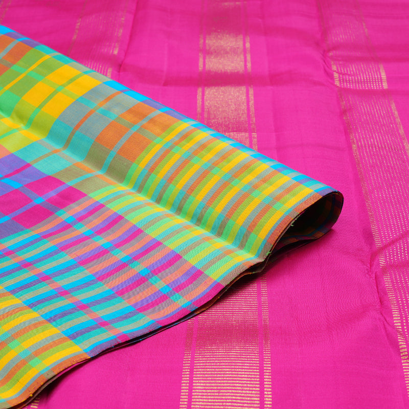 Hayagrivas Blue and Multi Color Checks Handloom Kanjivaram Silk Saree BBD1471L6-1