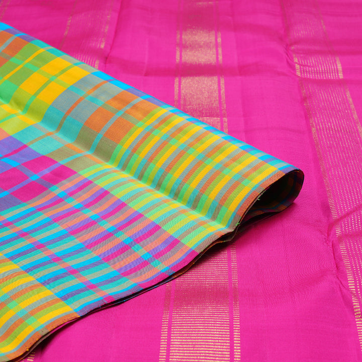 Hayagrivas Blue and Multi Color Checks Handloom Kanjivaram Silk Saree BBD1471L6-1