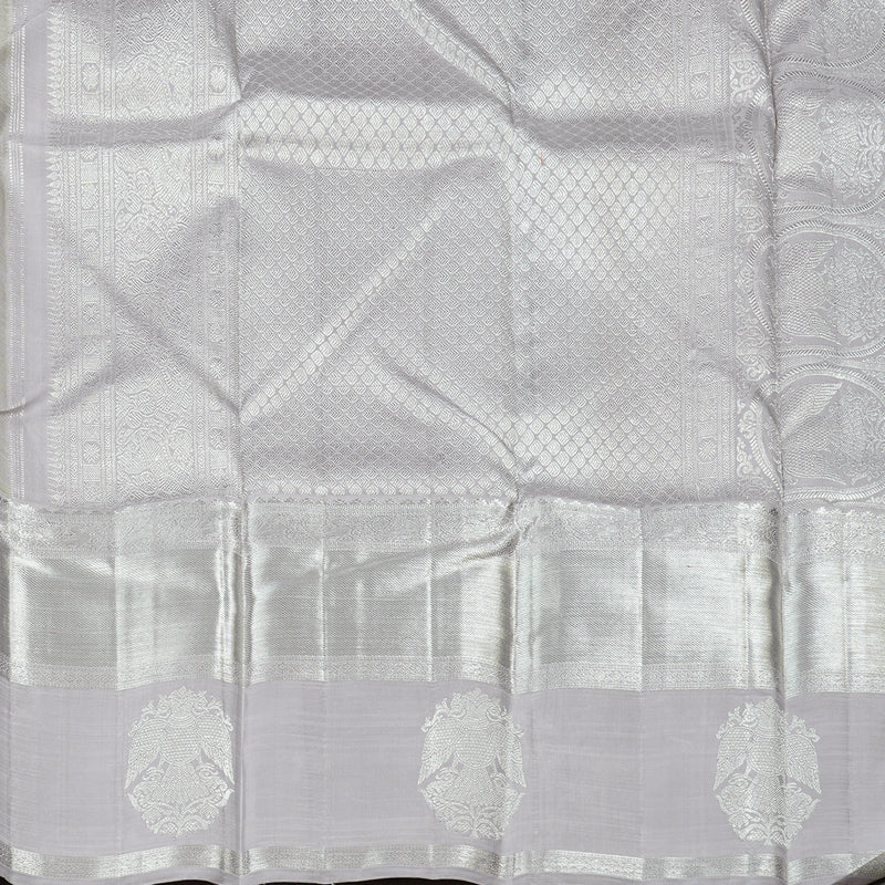 Hayagrivas Light Apple Green Handloom Kanjivaram Silk Saree with Silver Grey Border BBD1472L2-1