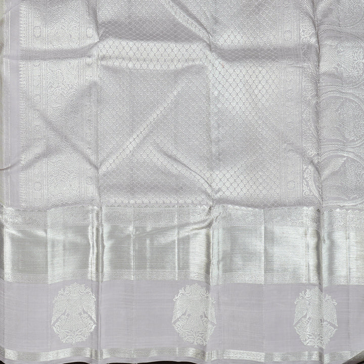 Hayagrivas Light Apple Green Handloom Kanjivaram Silk Saree with Silver Grey Border BBD1472L2-1