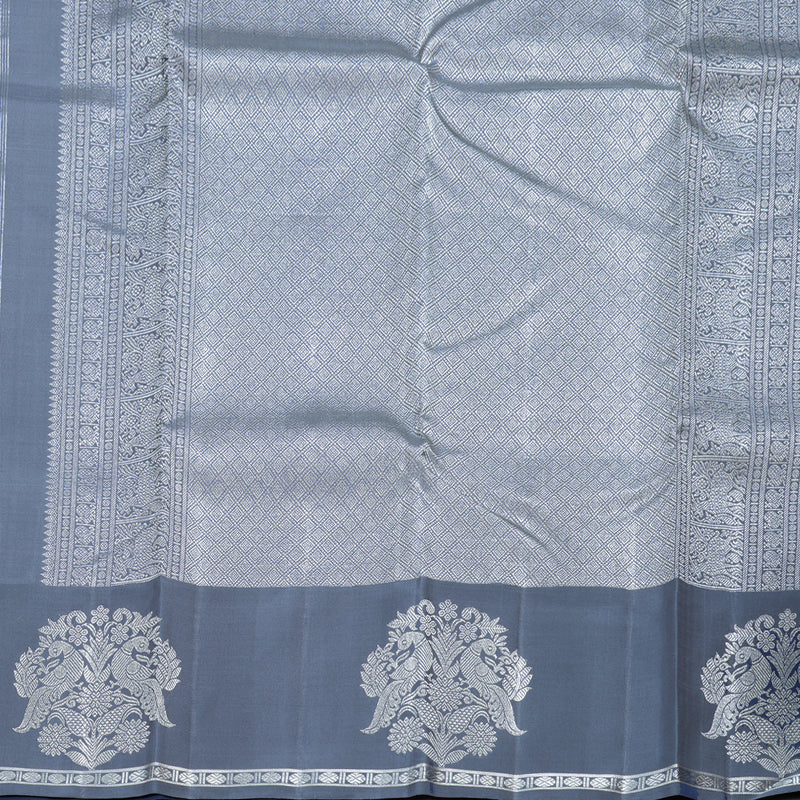 Hayagrivas Sky Blue Handloom Kanjivaram Silk Saree with Bluish Grey Border BBD1472L3-1
