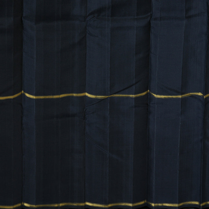 Hayagrivas Mubagam (Black,Ash Grey And Dark Lilac) Handloom Kanjivaram Silk Saree with Black Border-BBD1472L4-1