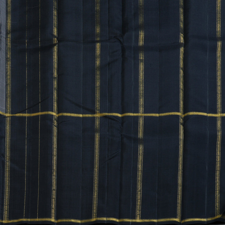 Hayagrivas Mubagam (Black,Ash Grey And Dark Lilac) Handloom Kanjivaram Silk Saree with Black Border-BBD1472L4-1
